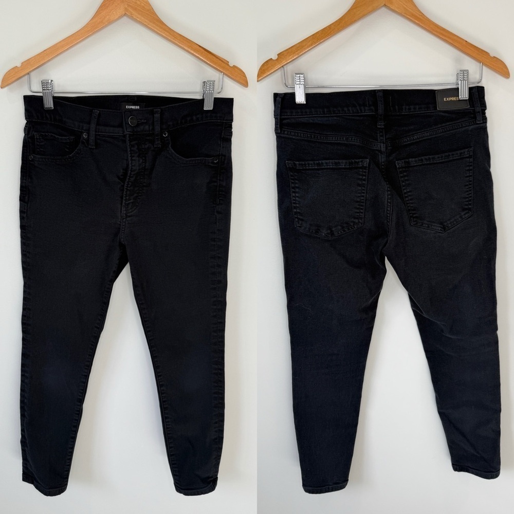 Express Skinny Short Black Mid Rise Jeans (6)